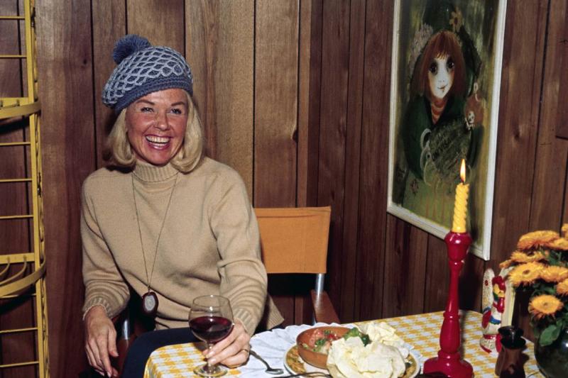 Actress Doris Day Having Lunch