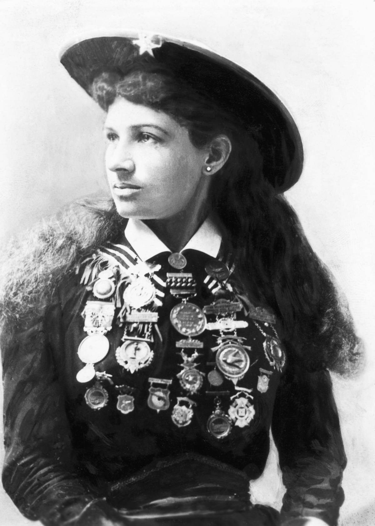 Annie Oakley Wearing Medals