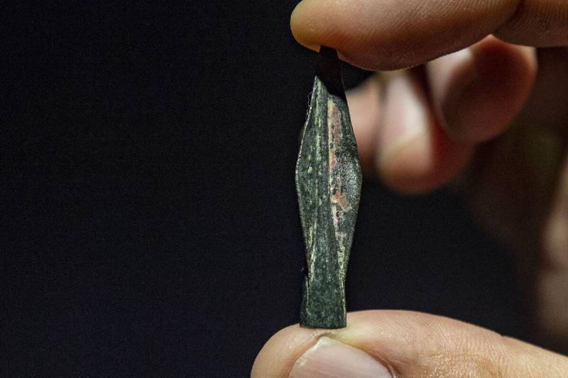 A view of arrowheads made of obsidian, bone and metal found in the  archaeological excavations between 1968-1974 in Pulur are displayed on 
September 23, 2021 in Cemisgezek district of Tunceli, Turkey