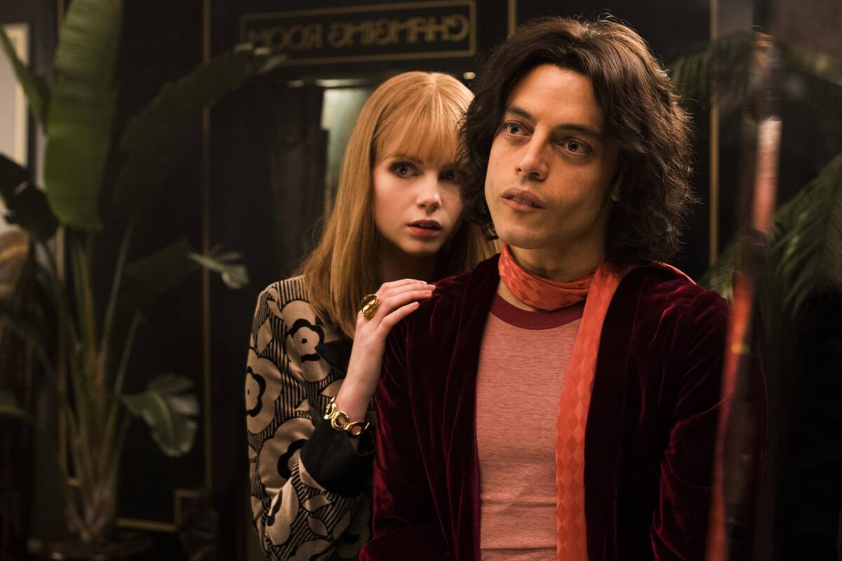 lucy boynton and rami malek in bohemian rhapsody