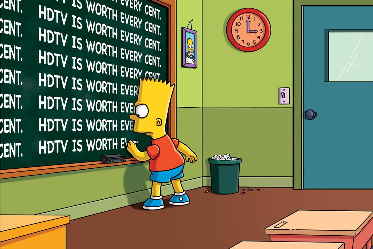 the simpsons bart writing HDTV is worth every cent. on the blackboard