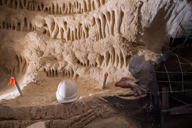 View of decorated rocks are seen inside the Cosquer cave.
