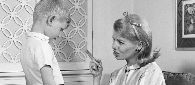 MOTHER DISCIPLINING HER SON