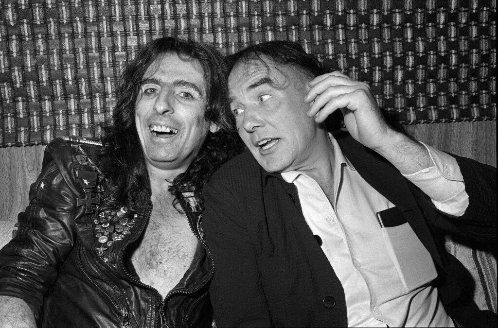alice cooper and albert fineny black and white photo