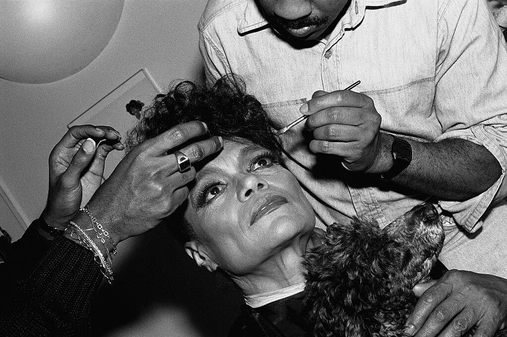 eartha kitt getting her makeup done