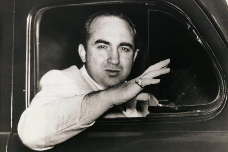 Gangster Mickey Cohen Waving Good Bye