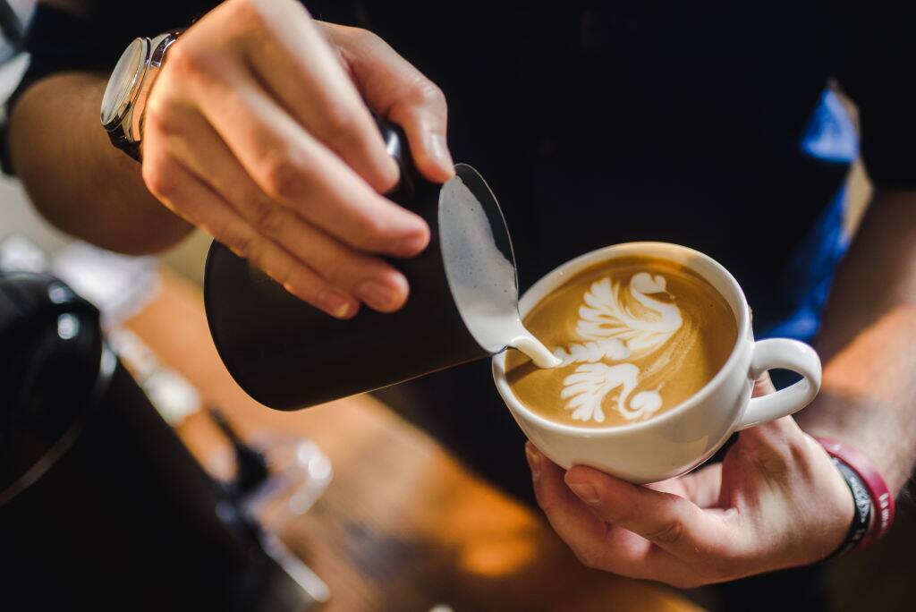 Pouring cappuccino