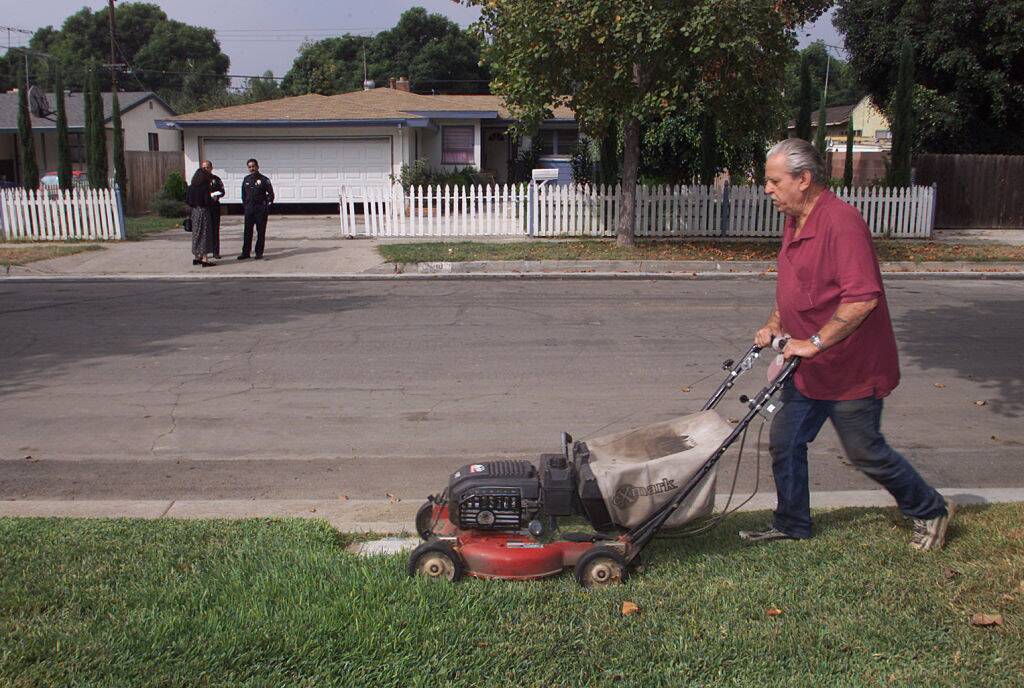 Man mowing his lawn