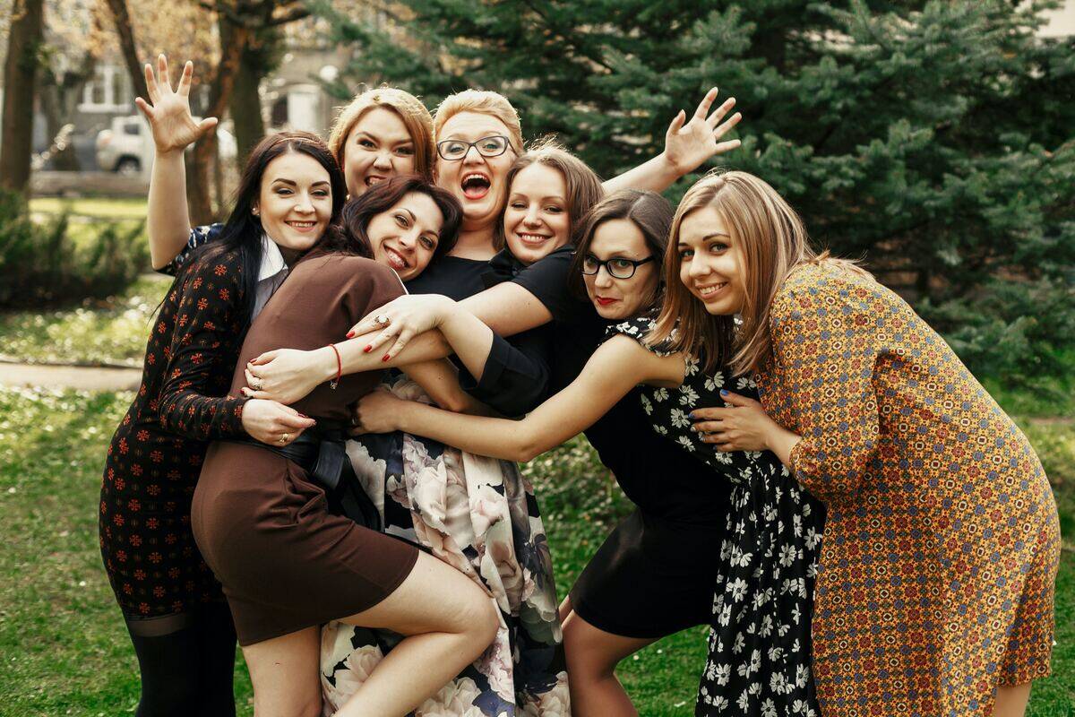 group of female friends celebrating