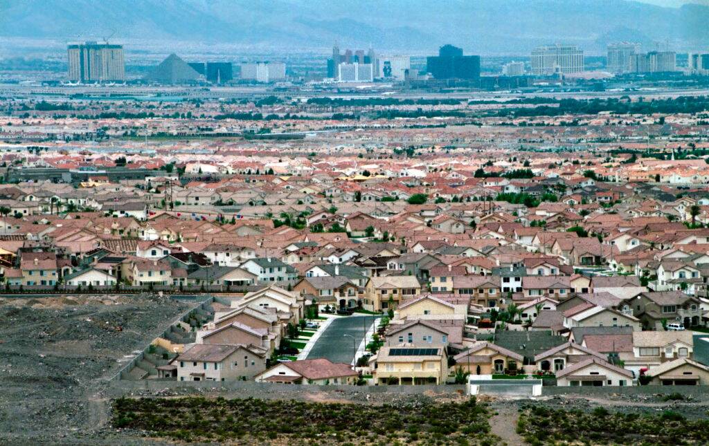 Skyline view of Las Vegas with residential homes being built in great numbers