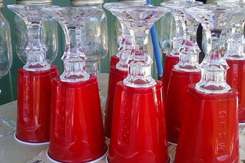 DIY Redneck Classy Cups -Candle Stick Holder -Solo Cups_Mason Jars -Glass to Plastic & Glass Glue