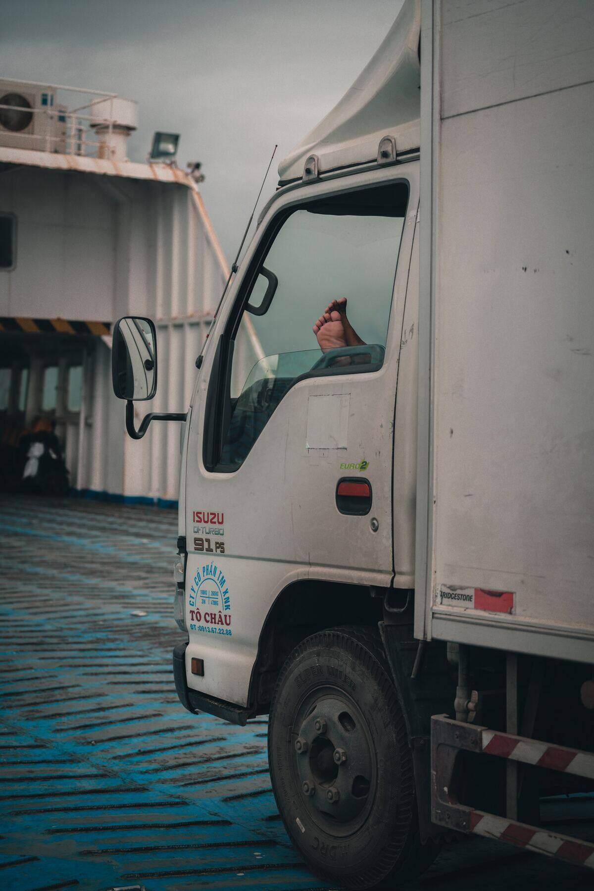 Truck driver sleeping