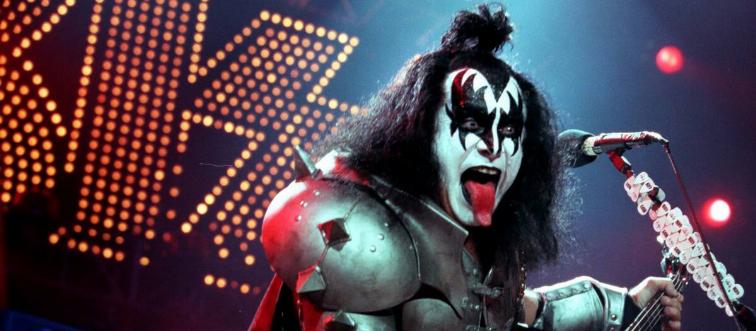 Gene Simmons, member of the rock group KiSS, strikes his traditional pose. as the band performed at