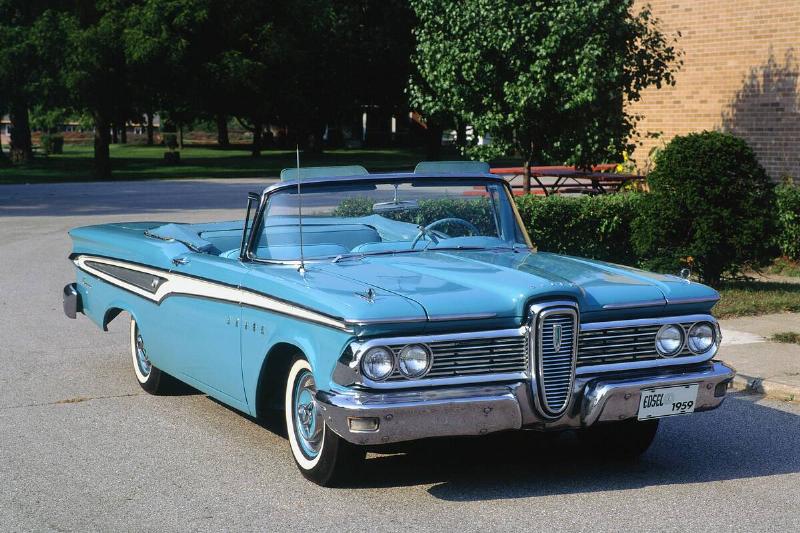 Ford Edsel parked on the side of a road