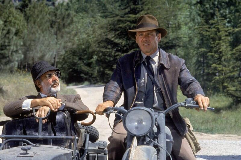 Harrison Ford and Sean Connery riding motorcycle in Indiana Jones And The Last Crusade