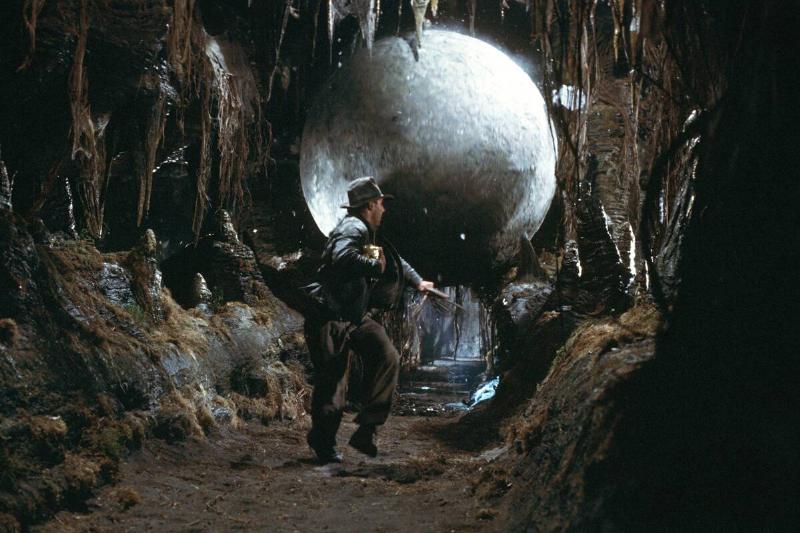 Harrison Ford running from boulder in Raiders Of The Lost Ark