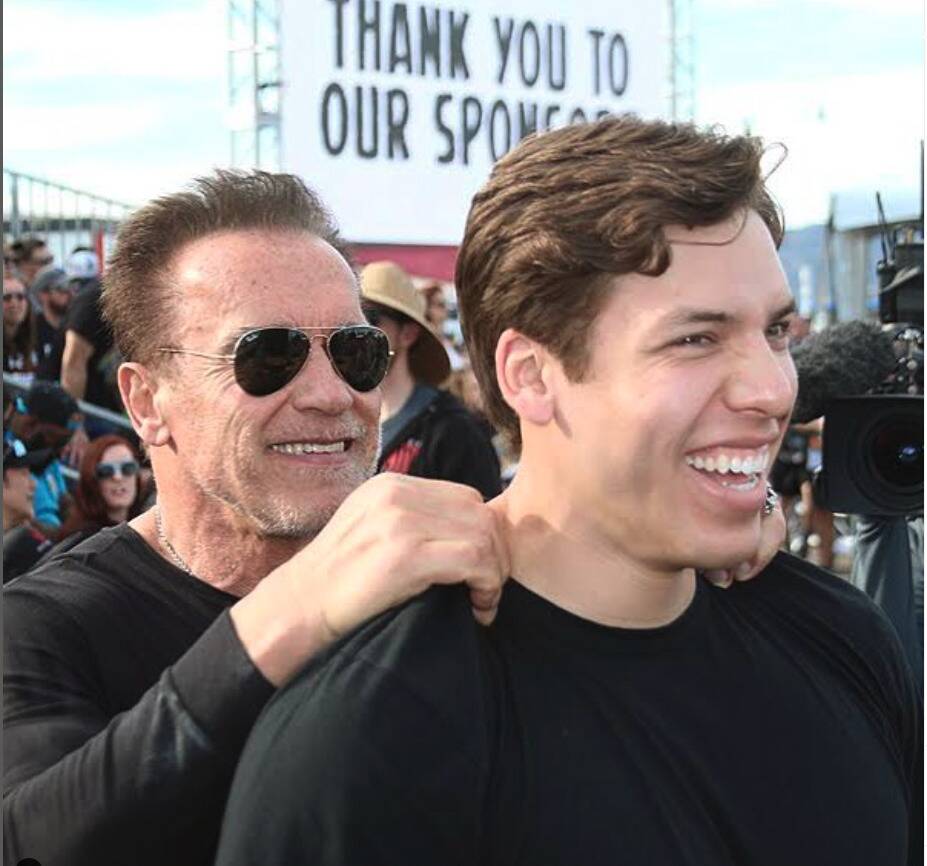 Joseph Baena and Arnold Schwarzenegger