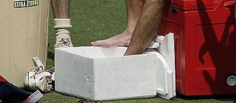 Soaking feet in ice