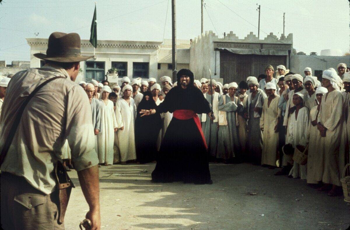 Terry Richards as swordsman in Raiders Of The Lost Ark