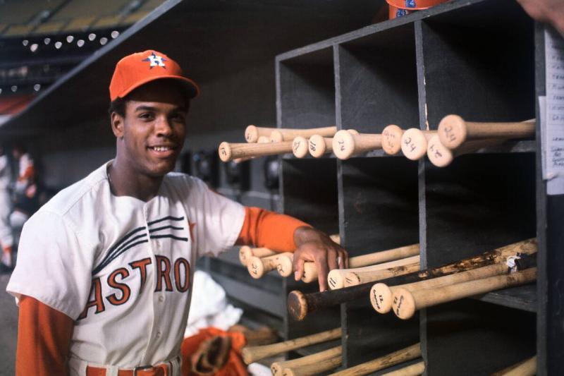 Cesar Cedeno Posing with Bats