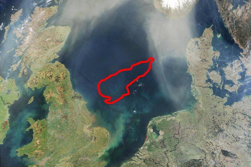 map of Europe with red area demarcating Doggerbank