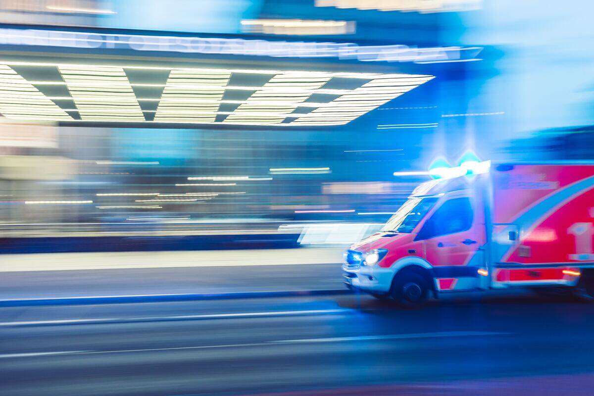 ambulance by a hospital