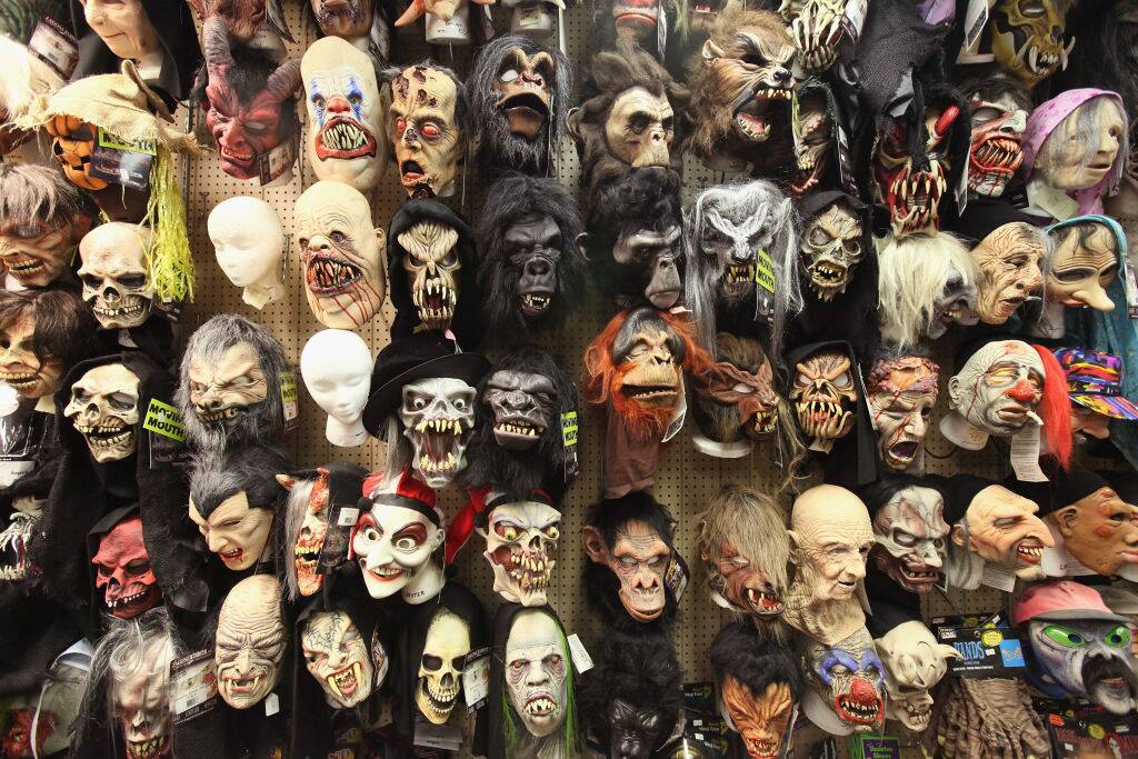 halloween masks on display