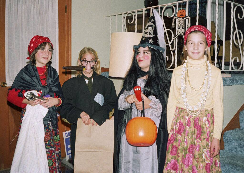 halloween girls trick-or-treating