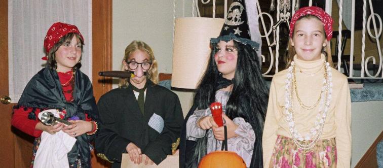 halloween girls trick-or-treating