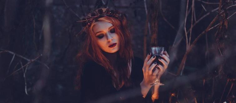 halloween woman dressed in black