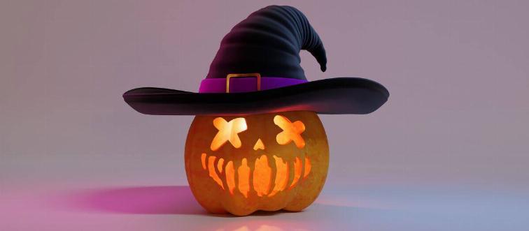 halloween jack-o-lantern with witch hat
