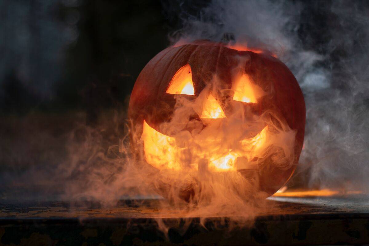 jack-o-lantern with smoke