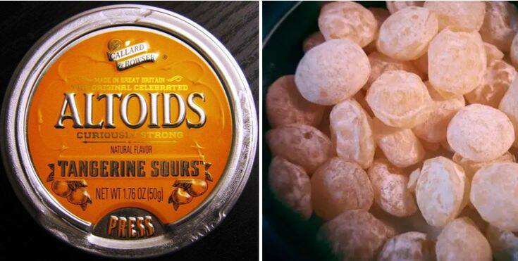 a case of altoids sours and the actual mints