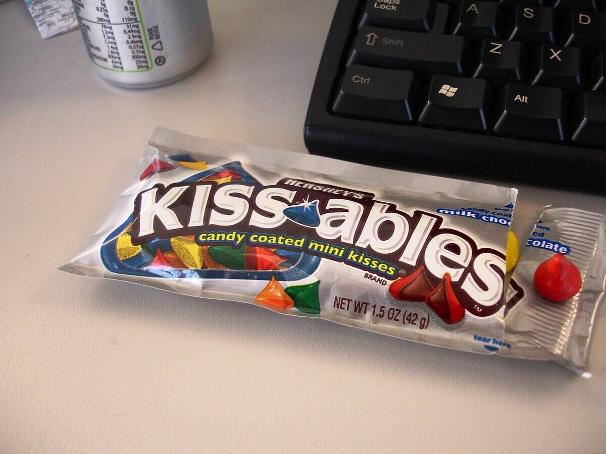 a bag of hershey's kissables