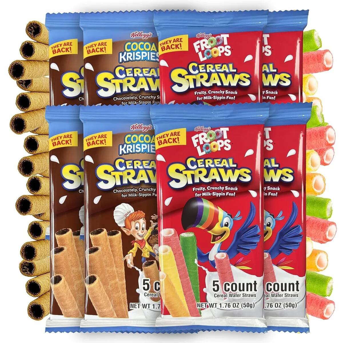 cocoa krispies and froot loops cereal straws