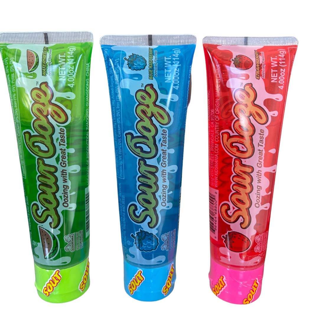 assorted ooze tube candy snacks