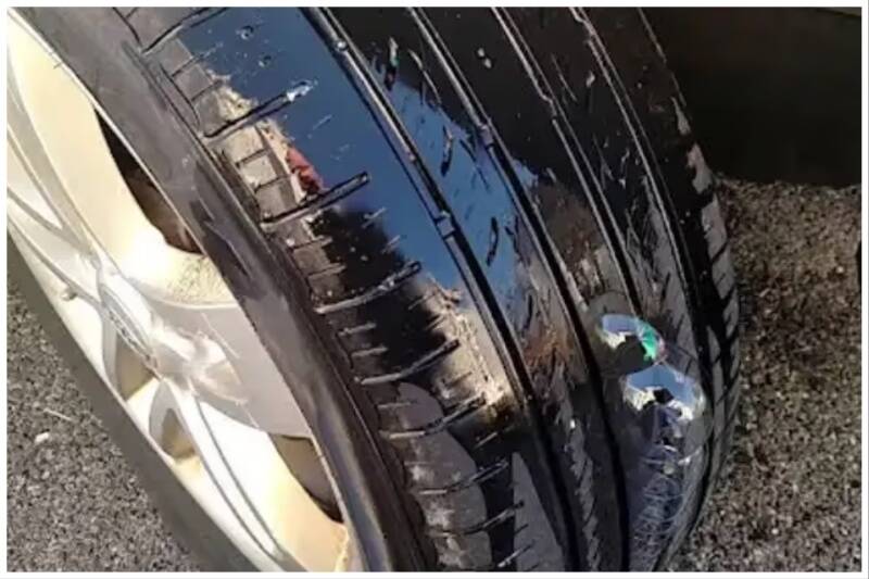 Soap to find holes in tires