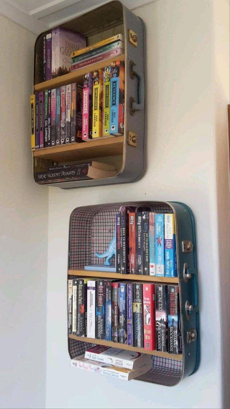 Suitcases as bookshelves