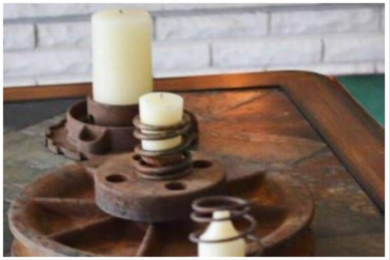 Upcycled farm equipment parts