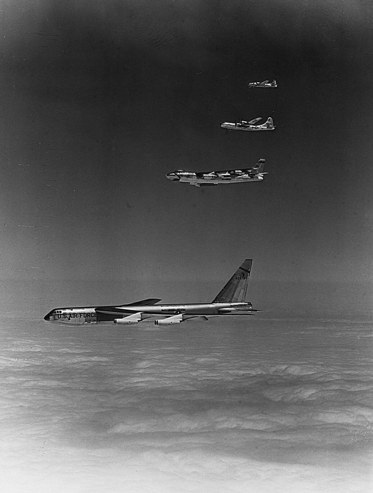 Assorted Boeing Bombers in Echelon Formation