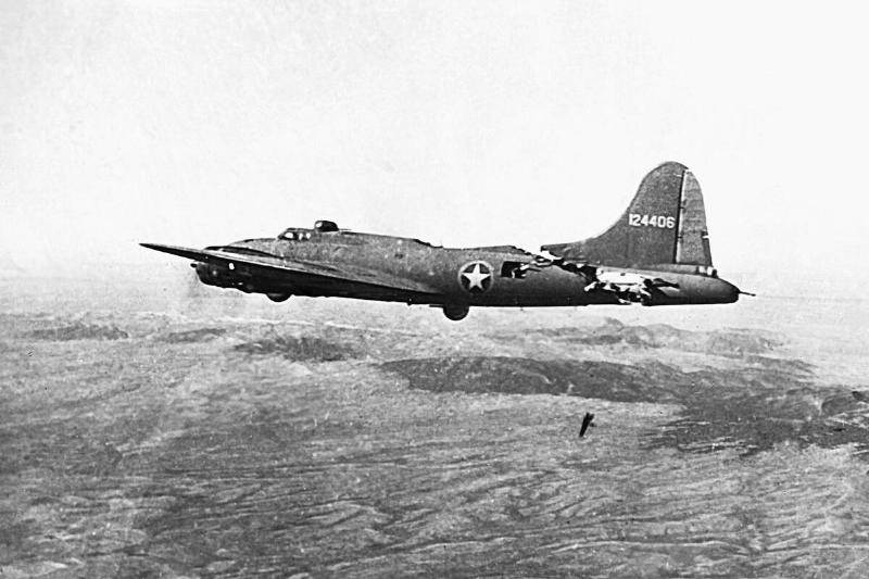 B-17F Bomber in Flight After Mid-Air Collision
