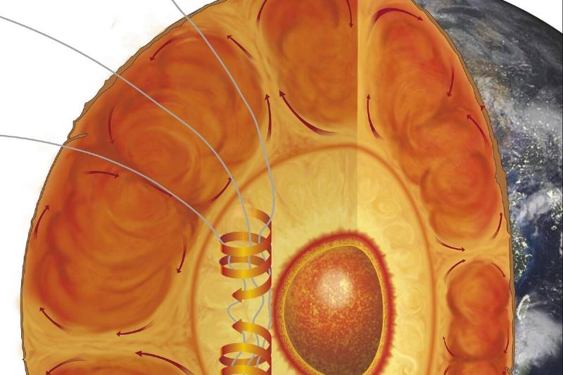 Diagram of Earths interior structure showing inner core, outer core, mantle and crust