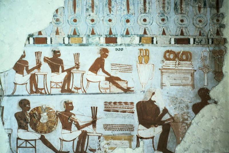Fragment of painted plaster from the tomb of Sebekhotep, from Thebes, Egypt, 18th Dynasty, c1400 BC. Fragment of painted plaster from the tomb of Sebekhotep, from Thebes, Egypt, 18th Dynasty, c1400 BC.