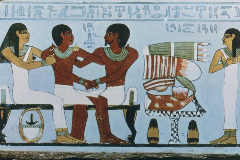 Part of painted limestone stela of Amenemhet, Abydos, Egypt, 11th Dynasty.