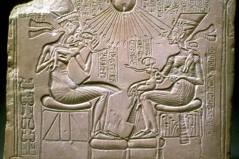 The royal family: Akhenaten, Nefertiti and their children, ca 1350 BC. Artist: Ancient Egypt