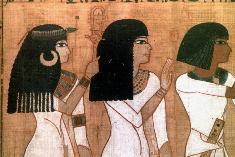 Three sisters, detail from an Ancient Egyptian mural.
