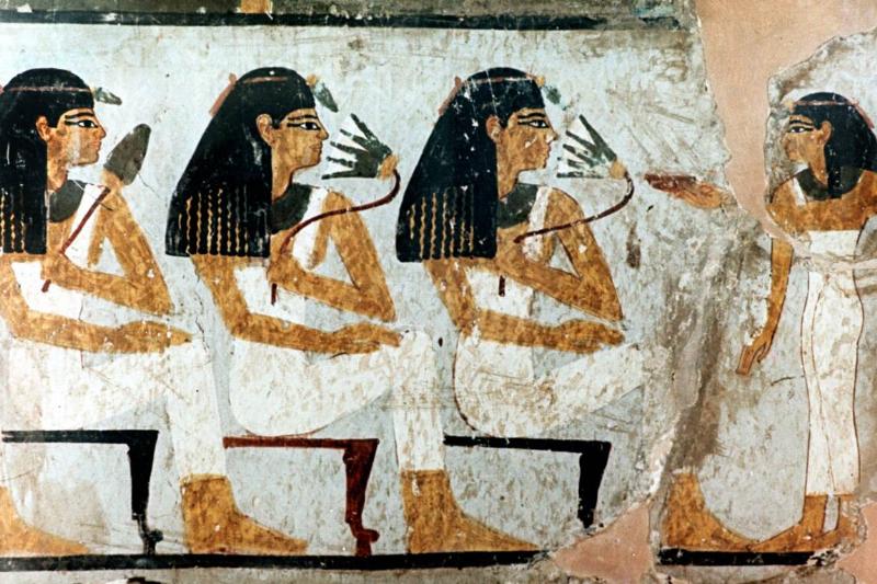 Women with Flowers and Lotus, 18th Dynasty.