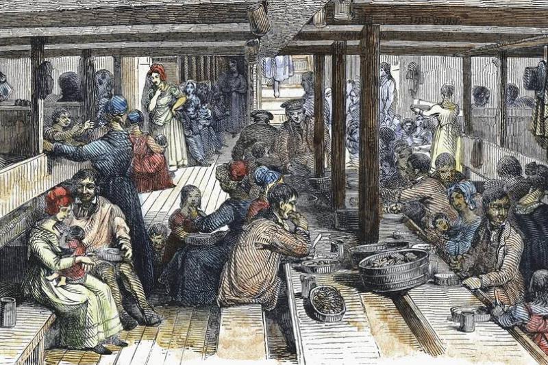 British emigrants bound for Sydney, Australia, in quarters on the 'St Vincent'. British emigrants bound for Sydney, Australia, in quarters on the 'St Vincent'.