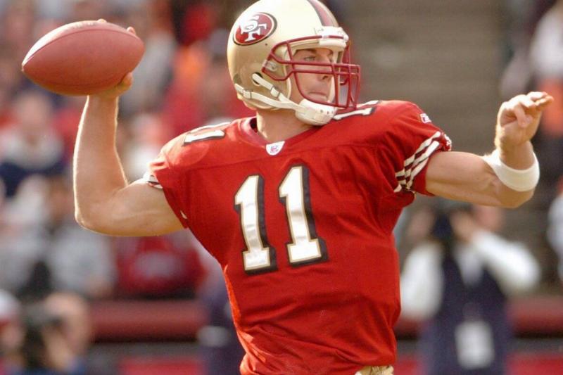 ron lewis/staff 12.4.05 san mateo county times
San Francisco 49ers quarterback Alex Smith throws a pass Sunday during action against Arizona at Candlestick Park. ron lewis/staff 12.4.05 san mateo county times
San Francisco 49ers quarterback Alex Smith throws a pass Sunday during action against Arizona at Candlestick Park.