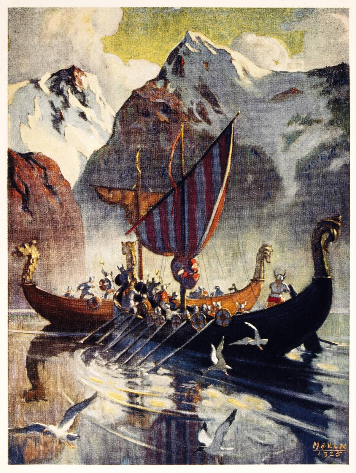 Vikings Ship Fjord Vintage